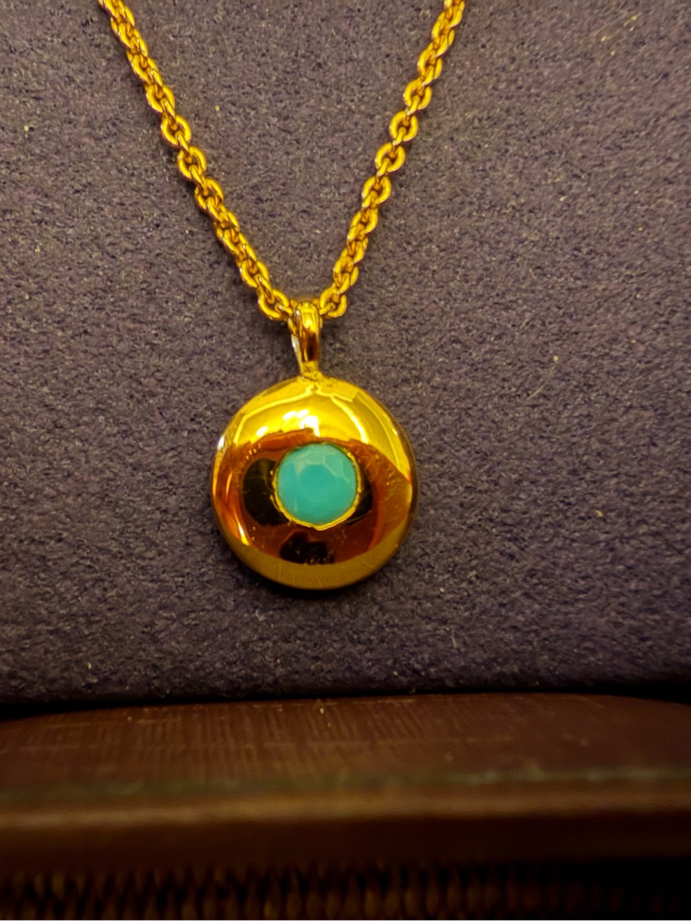 **NWT**MONICA VINADER Gold Vermiel Birthstone Necklace with Turquoise (December) - Picture 2 of 6